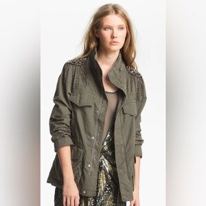 Haute Hippie Embellished Utility Jacket in Olive